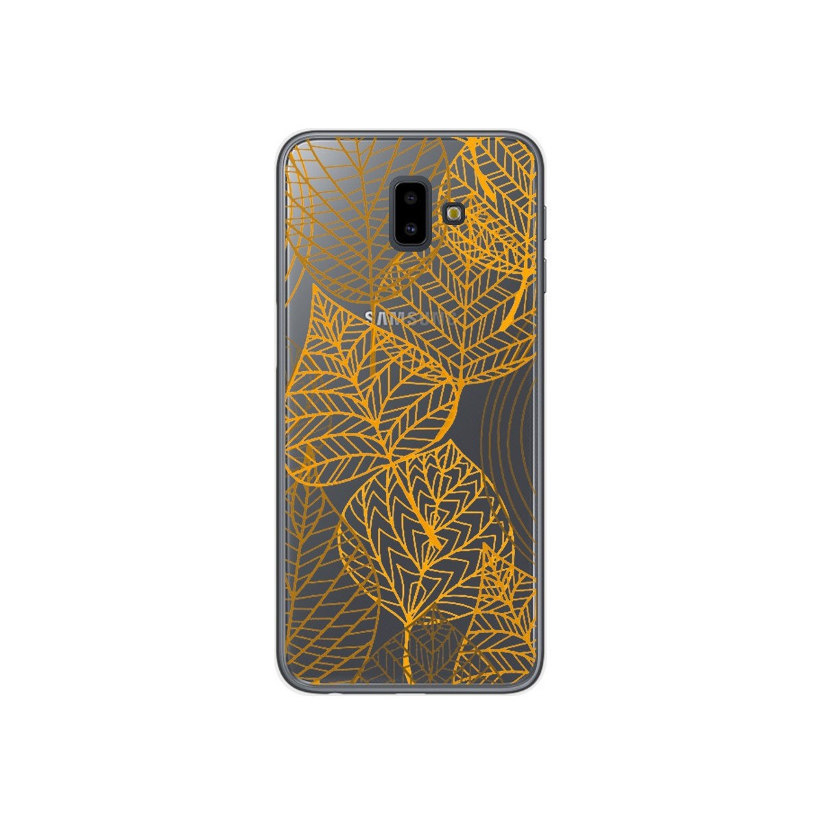 Funda Gel Transparente para Samsung Galaxy J6+ Plus Diseño Hojas Dibujos