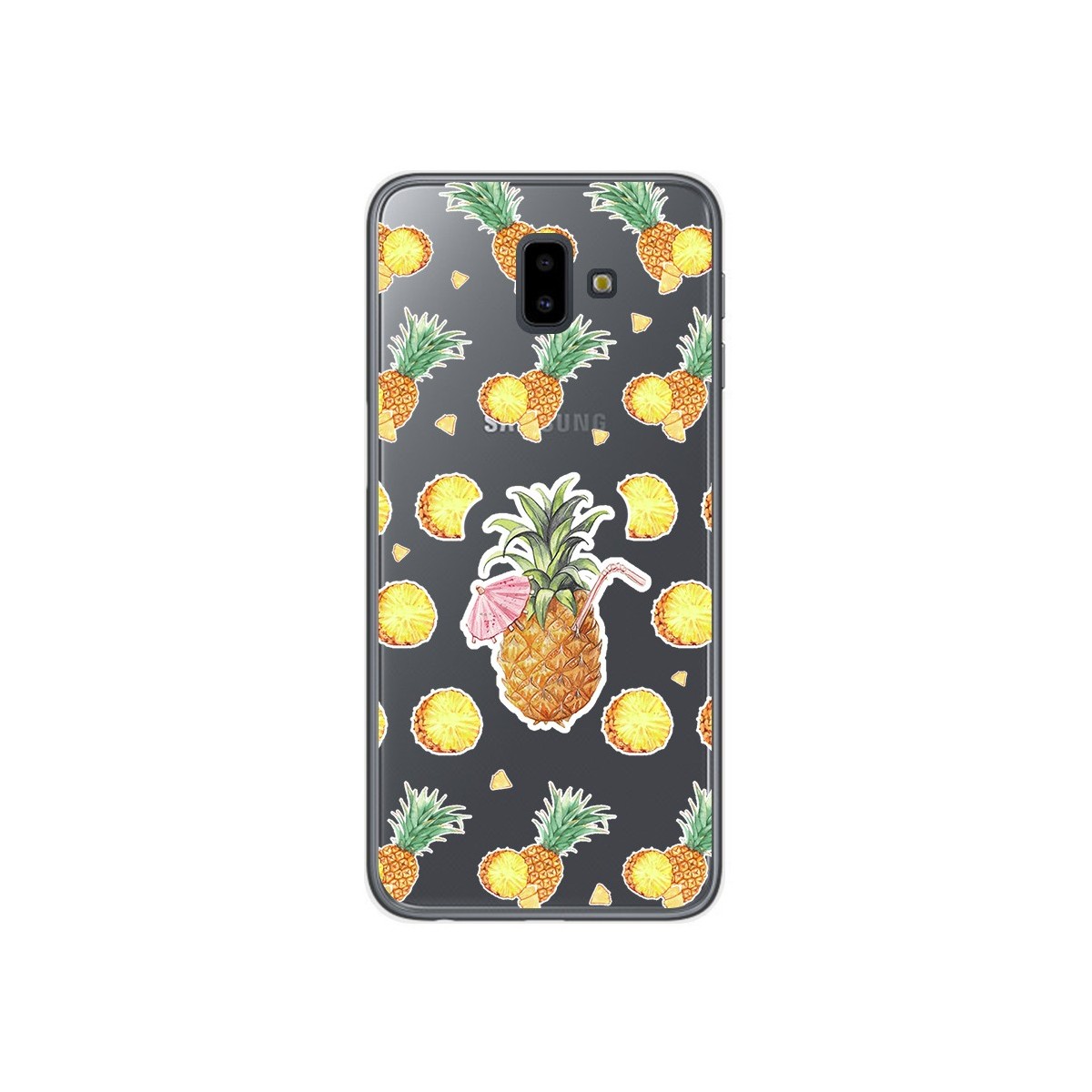Funda Gel Transparente para Samsung Galaxy J6+ Plus Diseño Piña Dibujos