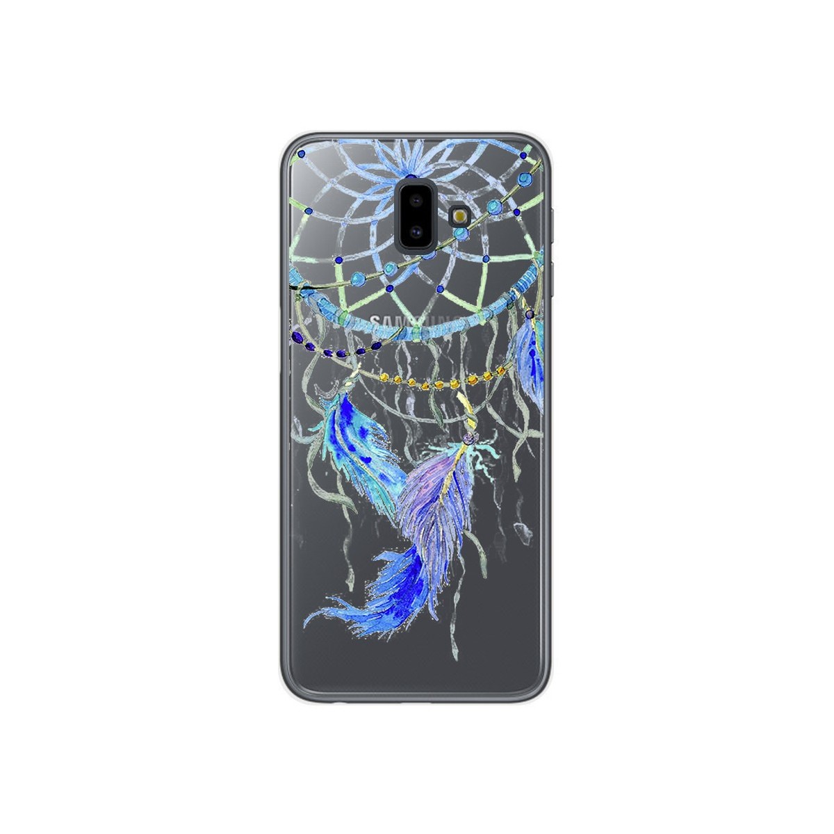 Funda Gel Transparente para Samsung Galaxy J6+ Plus Diseño Plumas Dibujos