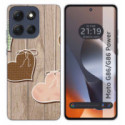 Funda Silicona para Motorola G86 / G86 Power 5G diseño Corazones Madera Dibujos