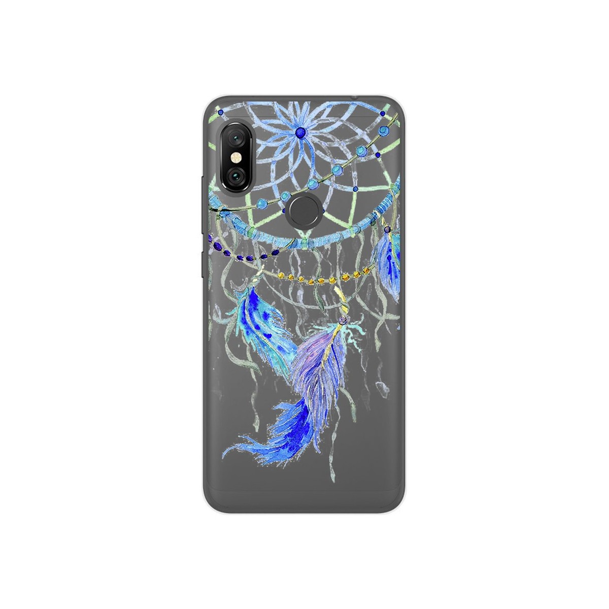 Funda Gel Transparente para Xiaomi Redmi Note 6 Pro Diseño Plumas Dibujos
