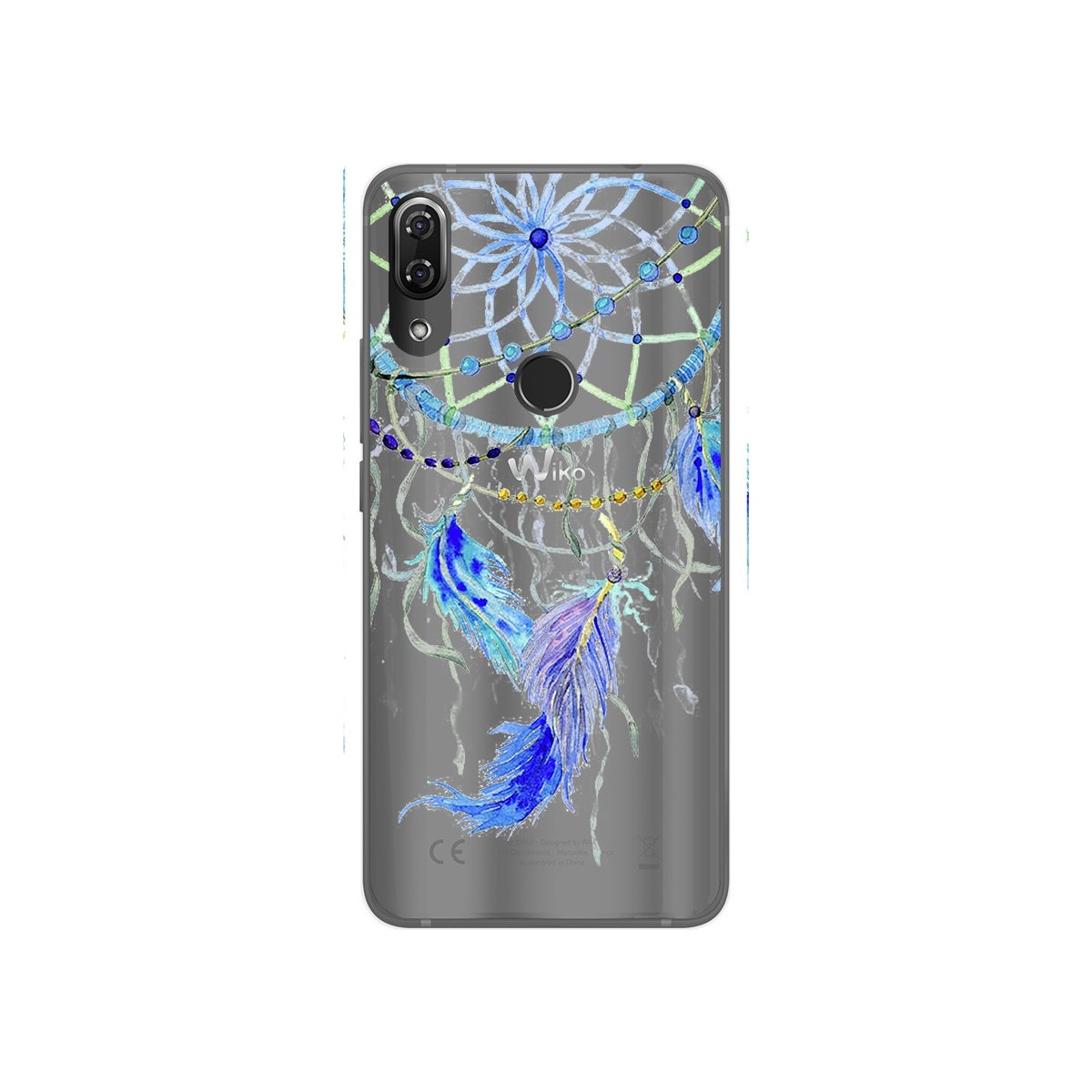 Funda Gel Transparente para Wiko View2 Pro Diseño Plumas Dibujos