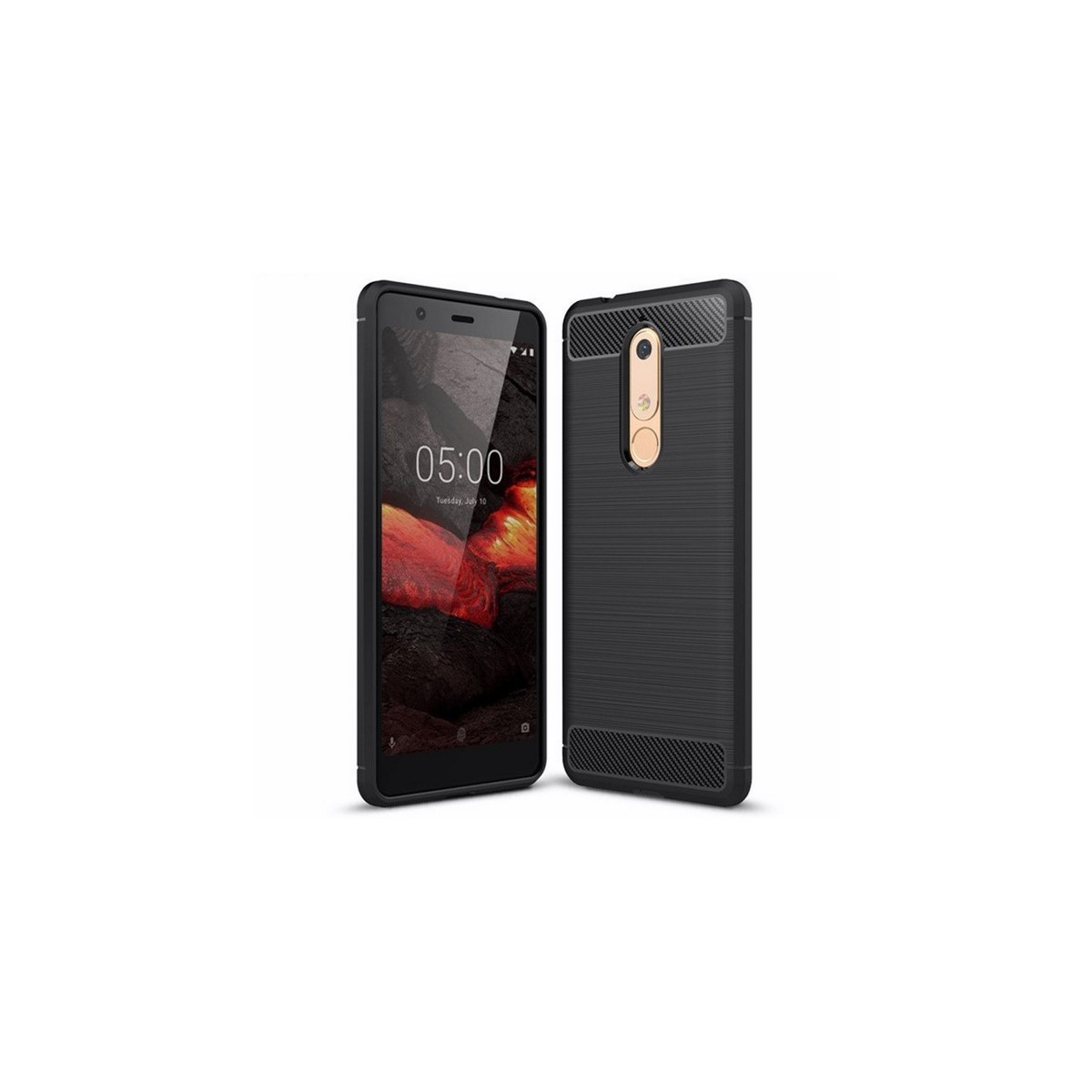 Funda Gel Tpu Tipo Carbon Negra para Nokia 5.1