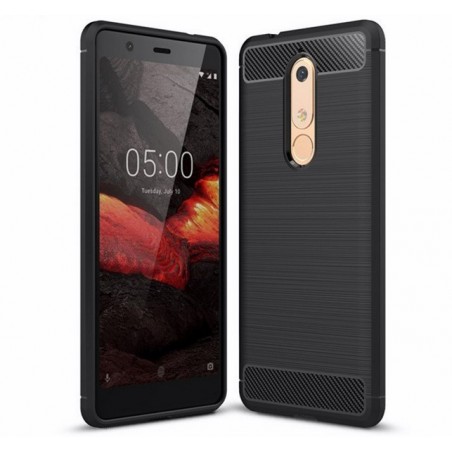 Funda Gel Tpu Tipo Carbon Negra para Nokia 5.1