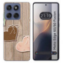 Funda Silicona para Motorola Edge 60 / 60 Fusion 5G diseño Corazones Madera Dibujos