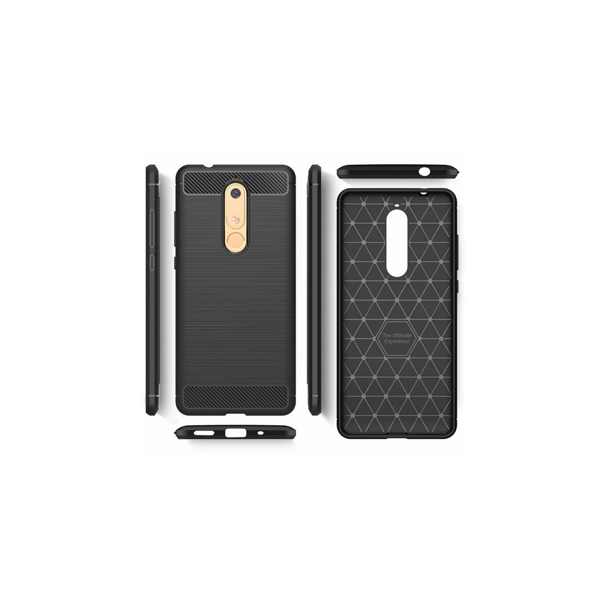 Funda Gel Tpu Tipo Carbon Negra para Nokia 5.1