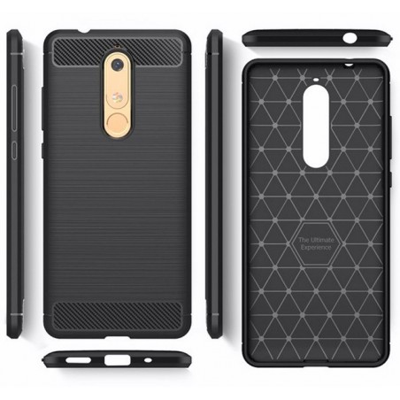 Funda Gel Tpu Tipo Carbon Negra para Nokia 5.1