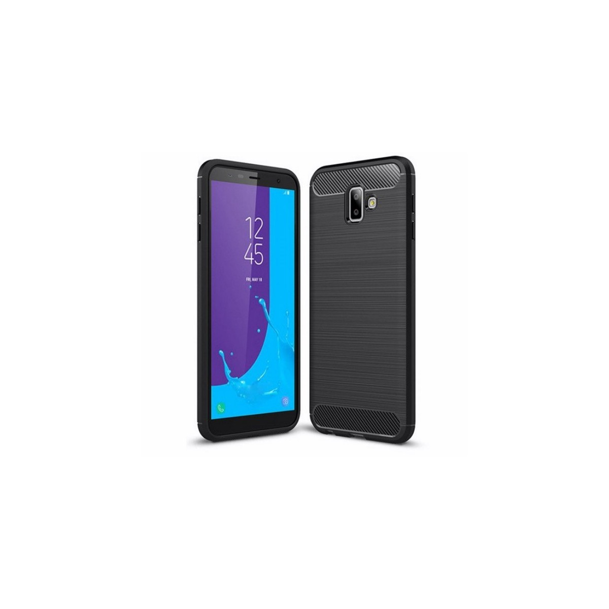 Funda Gel Tpu Tipo Carbon Negra para Samsung Galaxy J6+ Plus
