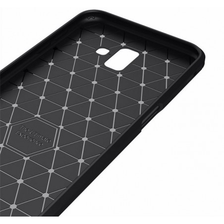 Funda Gel Tpu Tipo Carbon Negra para Samsung Galaxy J6+ Plus