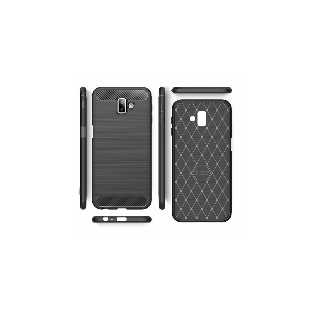 Funda Gel Tpu Tipo Carbon Negra para Samsung Galaxy J6+ Plus