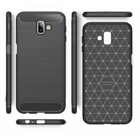 Funda Gel Tpu Tipo Carbon Negra para Samsung Galaxy J6+ Plus