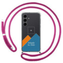 Personaliza tu Funda Colgante Transparente para Samsung Galaxy S25 FE 5G con Cordon Rosa Fucsia Dibujo Personalizada