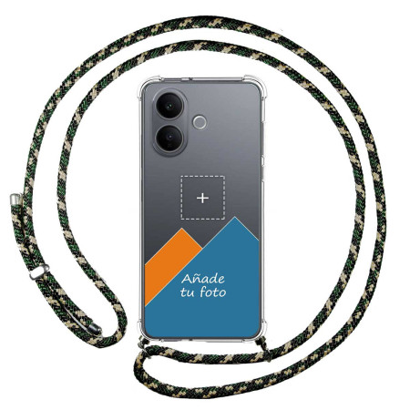 Personaliza tu Funda Colgante Transparente para Vivo V60 Lite 5G con Cordon Verde / Dorado Dibujo Personalizada