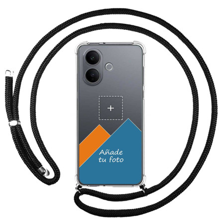 Personaliza tu Funda Colgante Transparente para Vivo V60 Lite 5G con Cordon Negro Dibujo Personalizada