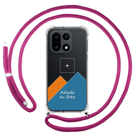 Personaliza tu Funda Colgante Transparente para Oneplus 15 5G con Cordon Rosa Fucsia Dibujo Personalizada