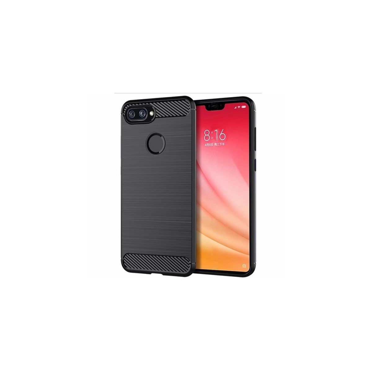 Funda Gel Tpu Tipo Carbon Negra para Xiaomi Mi 8 Lite