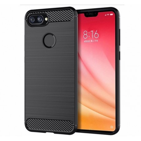 Funda Gel Tpu Tipo Carbon Negra para Xiaomi Mi 8 Lite