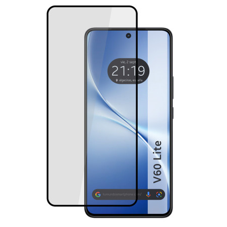 Protector Cristal Templado Completo 5D Full Glue Negro para Vivo V60 Lite 5G Vidrio