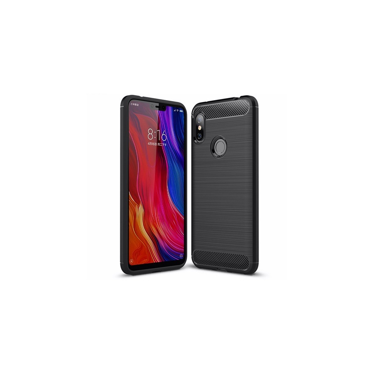 Funda Gel Tpu Tipo Carbon Negra para Xiaomi Redmi Note 6 Pro