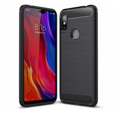 Funda Gel Tpu Tipo Carbon Negra para Xiaomi Redmi Note 6 Pro