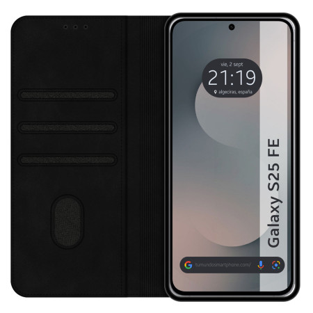 Funda Libro de Polipiel con tarjetero para Samsung Galaxy S25 FE 5G color Negra