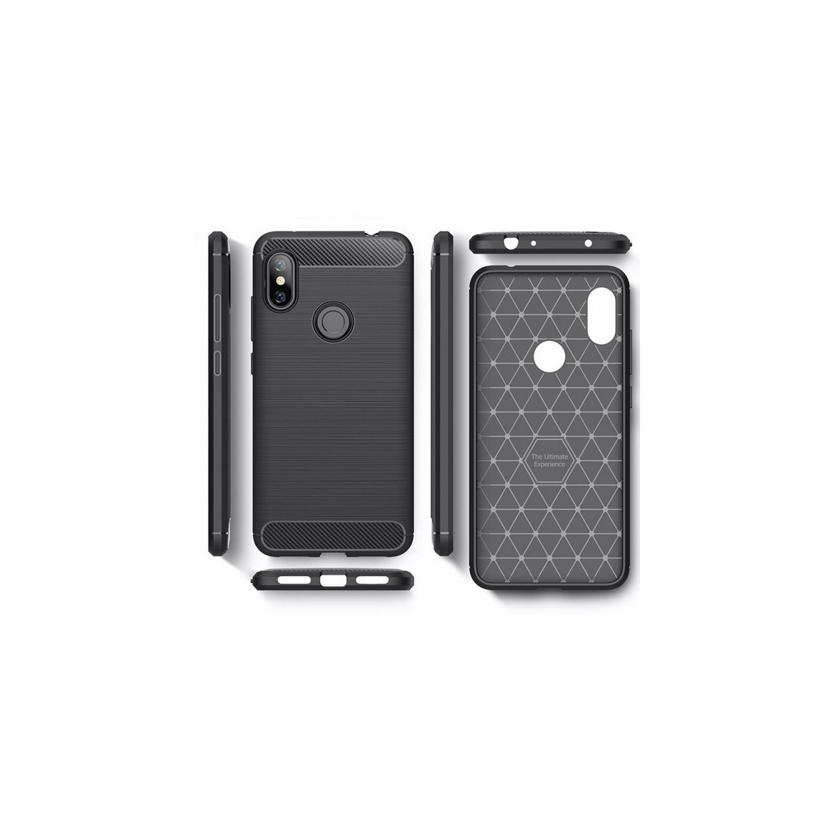 Funda Gel Tpu Tipo Carbon Negra para Xiaomi Redmi Note 6 Pro