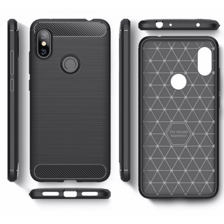 Funda Gel Tpu Tipo Carbon Negra para Xiaomi Redmi Note 6 Pro