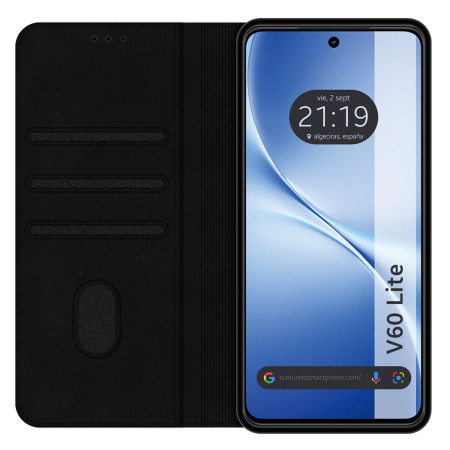 Funda Libro de Polipiel con tarjetero para Vivo V60 Lite 5G color Negra