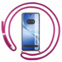 Funda Colgante Transparente para Vivo V60 Lite 5G con Cordon Rosa Fucsia