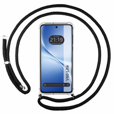 Funda Colgante Transparente para Vivo V60 Lite 5G con Cordon Negro