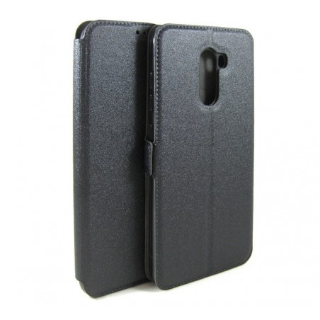 Funda Soporte Piel Negra para Xiaomi Pocophone F1 Flip Libro