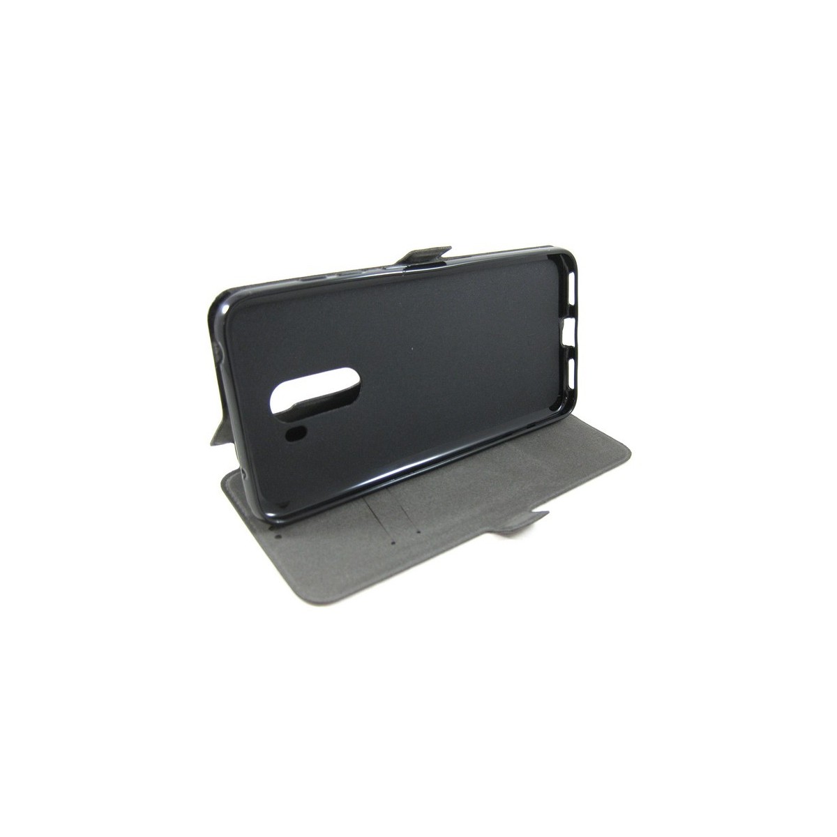 Funda Soporte Piel Negra para Xiaomi Pocophone F1 Flip Libro