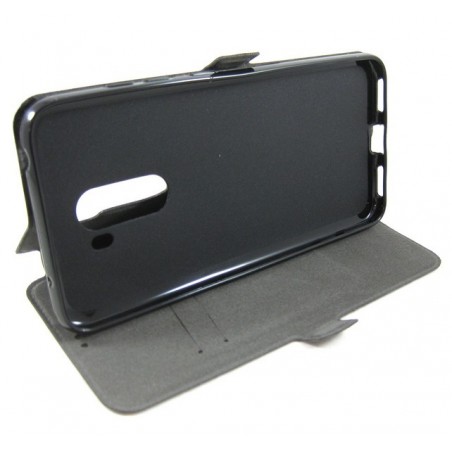 Funda Soporte Piel Negra para Xiaomi Pocophone F1 Flip Libro