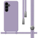 Funda Silicona Líquida con Cordón para Samsung Galaxy S25 FE 5G color Morada