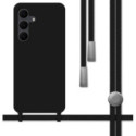 Funda Silicona Líquida con Cordón para Samsung Galaxy S25 FE 5G color Negra
