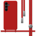 Funda Silicona Líquida con Cordón para Samsung Galaxy S25 FE 5G color Roja