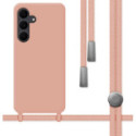 Funda Silicona Líquida con Cordón para Samsung Galaxy S25 FE 5G color Rosa