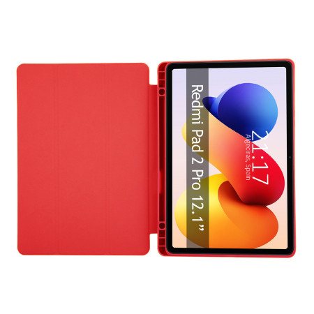 Funda con tapa Smart para Xiaomi Redmi Pad 2 Pro color Roja