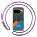Personaliza tu Funda Colgante Transparente para Google Pixel 10 / 10 Pro 5G con Cordon Morado Dibujo Personalizada