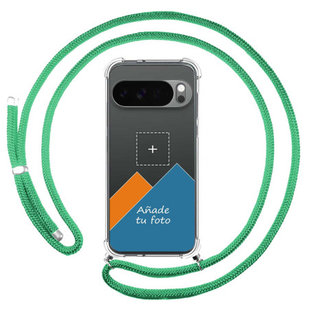 Personaliza tu Funda Colgante Transparente para Google Pixel 10 Pro XL 5G con Cordon Verde Agua Dibujo Personalizada