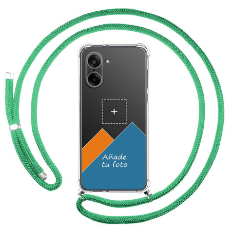 Personaliza tu Funda Colgante Transparente para OnePlus Nord CE5 5G con Cordon Verde Agua Dibujo Personalizada