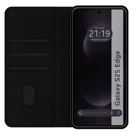 Funda Libro de Polipiel con tarjetero para Samsung Galaxy S25 Edge 5G color Negra