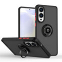 Funda Mate con Borde Negro y Anillo Giratorio 360 para Samsung Galaxy S25 Edge 5G