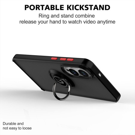 Funda Mate con Borde Negro y Anillo Giratorio 360 para Samsung Galaxy S25 Edge 5G