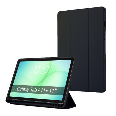 Funda con tapa Smart para Samsung Galaxy Tab A11+ Plus color Negra