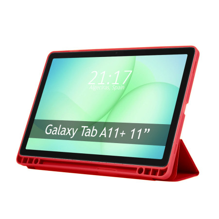 Funda con tapa Smart para Samsung Galaxy Tab A11+ Plus color Roja