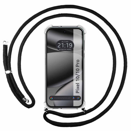 Funda Colgante Transparente para Google Pixel 10 / 10 Pro 5G con Cordon Negro