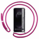 Funda Colgante Transparente para Samsung Galaxy S25 Edge 5G con Cordon Rosa Fucsia