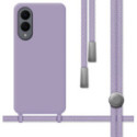 Funda Silicona Líquida con Cordón para Samsung Galaxy S25 Edge 5G color Morada
