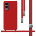 Funda Silicona Líquida con Cordón para Samsung Galaxy S25 Edge 5G color Roja